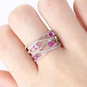 💍 Fashion Cross Multi Layer Romantic Gems Zircon Rings for Women EVGG1295